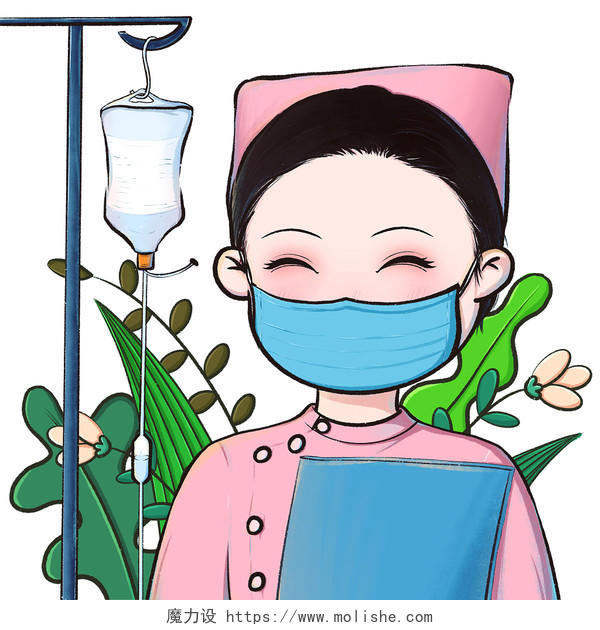 粉色清新护士节卡通人物医生护士PNG素材卡通护士节护士元素